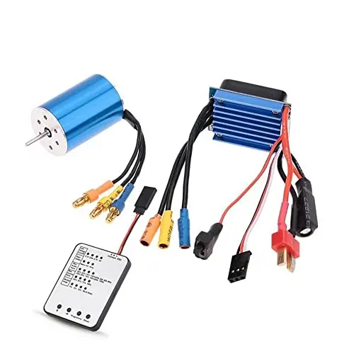 Surpass Hobby Blue 2435 4500KV Brushless Motor Shaft 2.0mm with Brushless 25A ESC and Program Card Combo for 1/16 1/18 RC Car