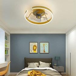 Ceiling Fan with Light and Remote Control, Modern Fan Light with 3 Invisible Fan Blades, Noiseless Reversible DC Motor for Bedroom/Living Room/Study/Kitchen/Porch (Gold)