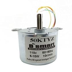 50KTYZ 110V 20rpm Bringsmart AC Gear Motor Low Noise AC Synchronous Motor Slow Speed Reducer Motor CW/CCW for Barbecue Motor