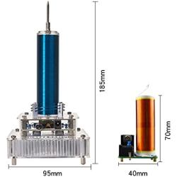 Music Tesla Coil, Amazing Desktop Ornament,Lightning Maker Impressive Ideal Science and Technology Physics Gift,and 2 DIY Small Tesla Coil Kit (Blue-Silver)
