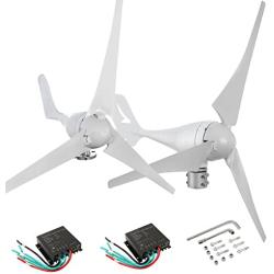 Dyna-Living Bundle 400W 12V Wind Turbine Generator & White 3 Blades 400W 24V Wind Turbine Motor with Charge Controller for Home Marine Industrial Energy (Not Included Mast)