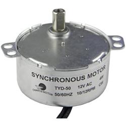 CHANCS Synchronous Synchron Motor TYD-50 12V AC 10-12RPM Flush Shaft 11mm Fixed Rotation CW Electric Motor