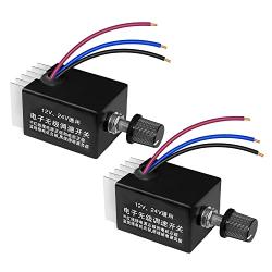 Tnuocke 2pcs 12V/24V DC Motor Speed Controller Universal,Knob Screw Electronic Stepless Speed Regulator Switch,Adjustable Motor Speed, Automobile Fan HeaterControl, Fans Speed Regulation