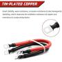 4 AWG Gauge 2pcs Red + Black Pure Copper Battery Cables Power Inverter Wire Set for Solar, RV, Car, Boat, Automotive, Marine, Motorcycle with 3/8 in Lugs (4 AWG, 2 Feet)