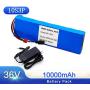 Jieoto E-Bike Lithium Battery with 20A BMS and 42V Charger 36V 10Ah Lithium-ion Battery for 200W-500W Motor Fit for Electric Scooter Electric Bicycle Tricycles