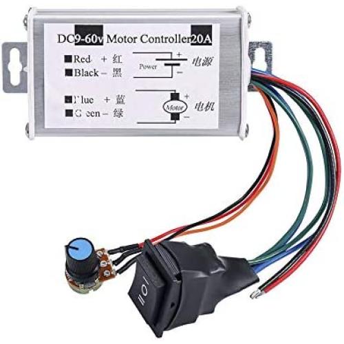 DC Motor Speed Controller,Hima Brush Motor Driver Controls Module DC 9V-60V 12V 24V 36V 48V 60V Motor Pulse Width Modulator Regulator 20A 1200W PWM Monitor Dimmer Governor with Switch & Knob