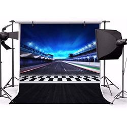 CSFOTO 10x10ft Finish Line Race Track Backdrops Racing Backdrop for Photography Race Car Birthday Party Supplies Bleachers Auto Motorsport Champion Sport Competition Race Photo Backdrop