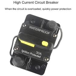 OUHL 30 Amp Circuit Breaker 12V- 48V DC Manual Reset Fuse for Trolling Motor Rv Marine Boat Vehicles System Protection Waterproof (30A)