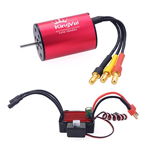KingVal Replacement 2430 5800KV Waterproof Brushless Motor Shaft 2.0mm with 25A Brushless ESC Compatible with 1/16 1/18 RC Car
