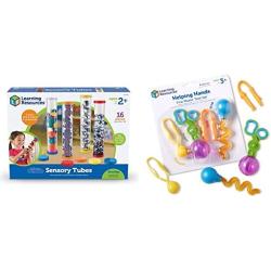 Learning Resources Primary Science Sensory Tubes - Set of 4 Tubes, Ages 2+ Science Toys for Kids, STEM Toys, Fine Motor and Sensory Toys & Helping Hands Fine Motor Tool Set Toy - 4 Pieces, Ages 3+