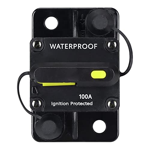 100 Amp Circuit Breaker,with Manual Reset,12V-48V DC, for Car Marine Trolling Motors Boat ATV Manual Power Protect and Automotive Marine Boat Audio System Protection