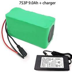 Wnicek Electric Bike Battery 24V 9000mAh 29.4V Li-ion Battery Pack 7S3P with a Charger Fit for 200W 250W 300W 350W 400W 450W 500W Motor Electric Bicycle Scooter