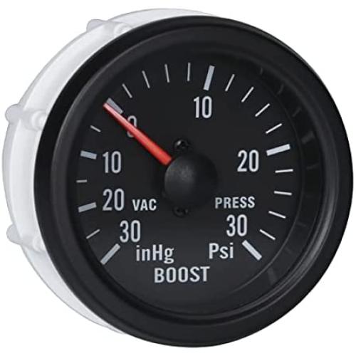 MOTOR METER RACING Boost/Vacuum Gauge Kit Mechanical Hose 30 Inhg -30 PSI 2-1/16