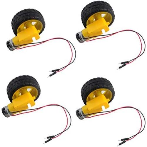 4 pcs 65 x 26mm Plastic Tire Wheel with DC 3-6v Gear Motor Dual Shaft for Arduino Smart Car 4 pcs 65 x 26mm Plastic Tire Wheel with DC 3-6v Gear Motor Dual Shaft for Arduino Smart Car