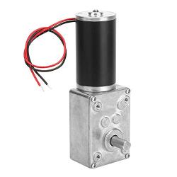 ViaGasaFamido Worm Gear Motor, DC High Torque Motor, Metal Reduction Gearbox Motor Reversible Electric Turbo Speed Reduction Motor with Ball Bearing 24V 8mm Shaft(100RPM)