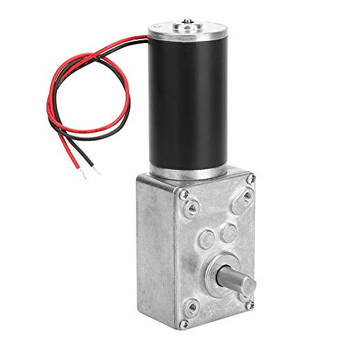 ViaGasaFamido Worm Gear Motor, DC High Torque Motor, Metal Reduction Gearbox Motor Reversible Electric Turbo Speed Reduction Motor with Ball Bearing 24V 8mm Shaft(100RPM)