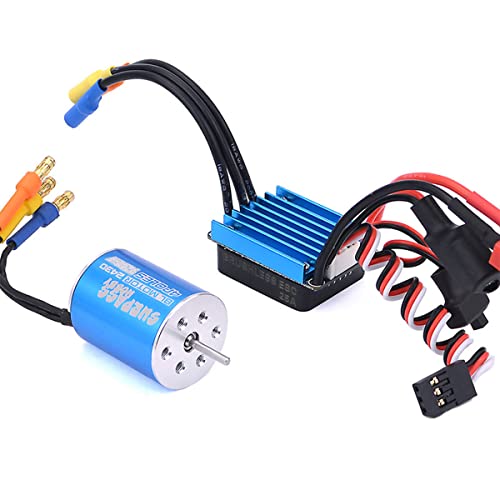 YOUQUKEJI 2435 4800KV 4P Sensorless Brushless Motor with 25A Brushless ESC Electric Speed Controller for 1/16 1/18 RC Car Truck