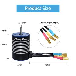 Hobby Fans Waterproof 3650 4300KV 3.175mm Shaft Brushless Motor for 1/10 RC Racing Car Off-Road Truck