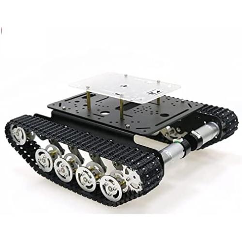 Processional Shock Absorption Robot Tank Car Chassis with DC Encoder Motor for Arduino / Raspberry Pie, Tracked Suspension Absorbing Vehicle, Remote Control Track Crawler Damping Vibration Caterpillar