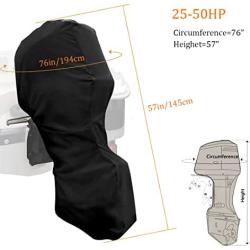 Softclub Outboard Motor Cover 25-50 HP, Full Outboard Engine Cover, Black 600D Heavy Duty Fabric, Waterproof Boat Motor Covers