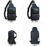 Genuine Leather Sling Bag Crossbody Motorcycle Bag Handmade Hiking Chest Daypack Retro Shoulder Backpack (Darkgrey)