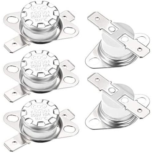 uxcell KSD301 Thermostat 160°C/320°F 10A Normal Closed N.C Adjust Snap Disc Temperature Switch for Microwave,Oven,Coffee Maker 5pcs