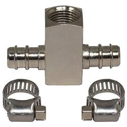 GlowShift 3/16” MAP Line Boost T-Fitting Adapter Compatible with Ford F-Series 1992-1997 & F-250 F-350 Super Duty 7.3L 6.0L Power Stroke 1999-2007 - 1/8-27 NPT Sensor Port - Includes Hose Clamps