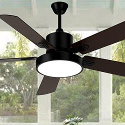 Ghicc Ceiling Fan with light, Black Ceiling Fan with Remote Control for Outdoor and Indoor - Reversible Silent DC Motor and Matte Black ,52-Inch