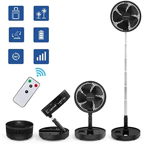 Primevolve 8.7 inch Battery Operated Fan for Bedroom with Remote, Rechargeable Portable USB Fan with Adjustable Height for Camping Tent Travel Black