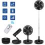 Primevolve 8.7 inch Battery Operated Fan for Bedroom with Remote, Rechargeable Portable USB Fan with Adjustable Height for Camping Tent Travel Black