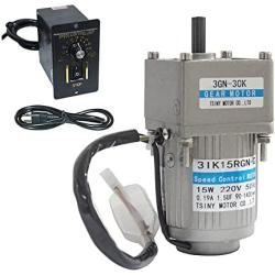 Bemonoc 15Watts AC 110V 50/60HZ Adjustable Variable Gear Reducer Motor High Speed 180rpm 10mm Dia Shaft & AC Speed Controller Kits CW CCW for industry