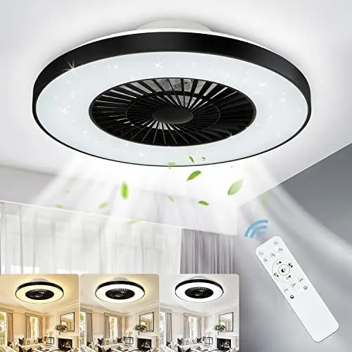 DLLT Modern Ceiling Fans with Lights, 40W LED Dimmable Ceiling Fan with Remote, 7 Invisible Blades Semi Flush Mount Ceiling Fan Light, 3-Speed Indoor Low Profile Ceiling Fan, 3000K-6500K Timing DLLT Modern Ceiling Fans with Lights, 40W LED Dimmable Ceiling Fan with Remote, 7 Invisible Blades Semi Flush Mount Ceiling Fan Light, 3-Speed Indoor Low Profile Ceiling Fan, 3000K-6500K Timing