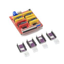 RATTMMOTOR CNC Controller Kit CNC GRBL Shield Board V3 Expansion Board with 4pcs DRV8825 Stepper Motor Driver with Heatsink Compatible with Arduino IDE Sutitable for CNC Router Machine, 3D Printer