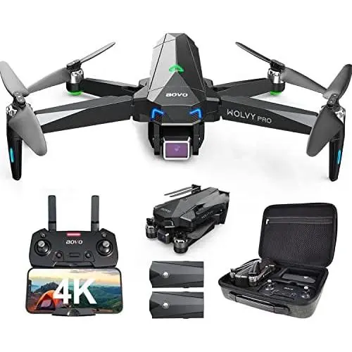aovo Drones with Camera for Adults 4K UHD, 60 Minutes Flight Time Quadcopter with Brushless Motor, GPS Return Home, Follow Me Drones for Pro Includes 1 Extra Battery