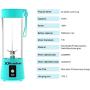 Blendest Portable Blender, USB Travel Juice Cup Personal Travel Blender Baby Food Mixing Machine with Updated 6 Blades with Powerful Motor Speed 18,000 rpm Rechargeable Battery,13.5 OZ (400ml) Mint Blue