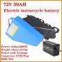Jieoto 72V E-Bike Battery 30Ah 20S 6P Li-ion Triangle Battery Pack Electric Motorcycle 500W-2800W Lithium Battery with 5A Quick Charger and Triangle Bag