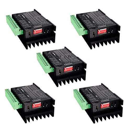 Gimax 5Pcs CNC Single Axis 4A Tb6600 Stepper Motor Drivers Controller 32 Segments Upgraded Version 4.0A 42Vdc Milling Kits - (Color: Black)