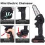 Cordless Electric Portable Chainsaw, 4 Inch Mini Battery Chain Saw with 2Pcs Batteries & Chain Brushless Motor, 24V Electric Hand Chainsaw 0.7kg Lightweight, Electric Saws for Cutting Wood