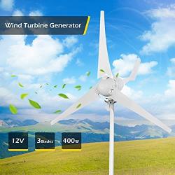 Dyna-Living Bundle 400W 12V Wind Turbine Generator & White 3 Blades 400W 24V Wind Turbine Motor with Charge Controller for Home Marine Industrial Energy (Not Included Mast)