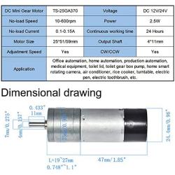 BEMONOC DC Gear Motor 12V Low Speed 10RPM Encoder Metal Gearmotor with Channel Encoder for DIY Engine Toy