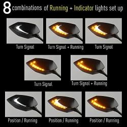 KiWAV Lucifer Motorcycle Rear View Mirrors Black LED Neat Stem with Oi Flash Controller compatible for BMW