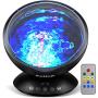 Estink Ocean Wave Projector, Lullaby Night 7 Relax Light Show Projection, Music Player, Auto-Off Timer for Nap-time for Baby Nursery, Adults and Kids Bedroom, Living Room, Black