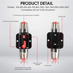 M1A2 Circuit Breaker Switch 40A Waterproof Fuse Inline Holder 3-15 AWG Resettable Fuse Manual Reset 12V-48V DC for Car Audio Sound Amplifier System RV Home Marine Boat Truck