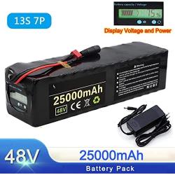 Wnicek 48V 20Ah 25Ah Ebike Battery Electric Bike Lithium-ion Battery Pack Built-in BMS and Electicity Display Fit for 1000W 750W 500W 350W 250W 200W Bike Motor (with Charger)
