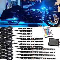 liteball 12 PCS LED Motorcycle Neon Strip Light Kits , RGB Waterproof Multi-Color Ground Effect Accent Atmosphere Light with Button Remote Control