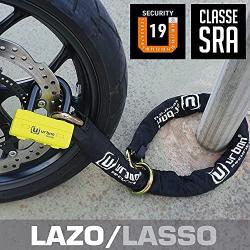 URBAN UR74120L Motorcycle Chain Lock Heavy Duty Motorcycle Lock and Chain, Motorcycle U Lock Mini Disc Lock High Security Motorcycle Chain and Lock Motorcycle Lock Chain Thick Chain Lock, 120cm Loop