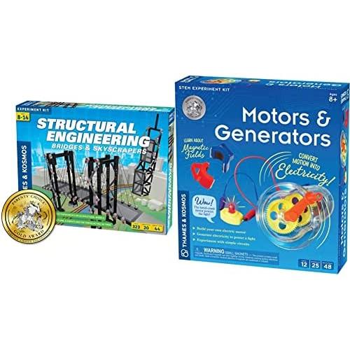 Thames & Kosmos Structural Engineering: Bridges & Skyscrapers | Science & Engineering Kit | Build 20 Models | Learn About Force, Load, Blue & Motors & Generators Multi, 8.9