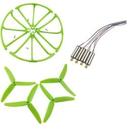 Upgraded Motors Three Blades Propellers Main Propeller Guard Bumpers Protectors for Hubsan H502E H502S Drone Replacement CCW CW with Metal Gears RC Quadcopter Spare Parts Set (Green)