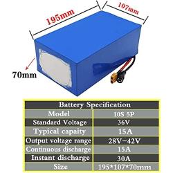 Wnicek 36V Electric Bike Battery 10S 5P 15Ah Lithium Battery Pack w/BMS + Charger for Electric Bike Tricycles Scooter Adapted 200W 250W 350W 500W 750W 1000W Motor