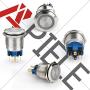 APIELE 22mm Latching Push Button Switch 12V DC Angel Eye LED Waterproof Stainless Steel Round Metal Self-Locking 7/8 1NO 1NC 1 Pack (Red)